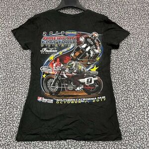 Vintage American Flat Track Racing Shirt Women Medium Black Sel‎ Deadstock New